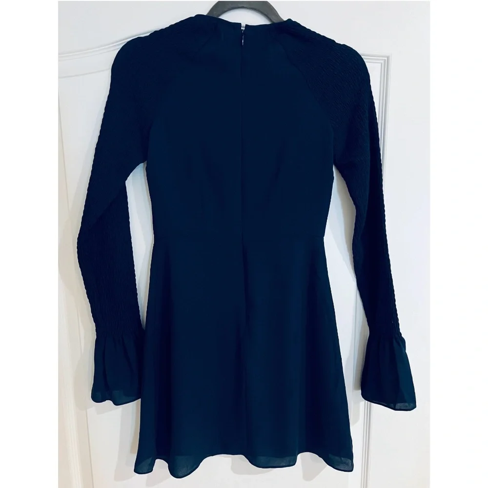 NWT Likely Victoria Smocked Bell Sleeve Mini Dress - Navy Size 0 - Picture 7 of 7